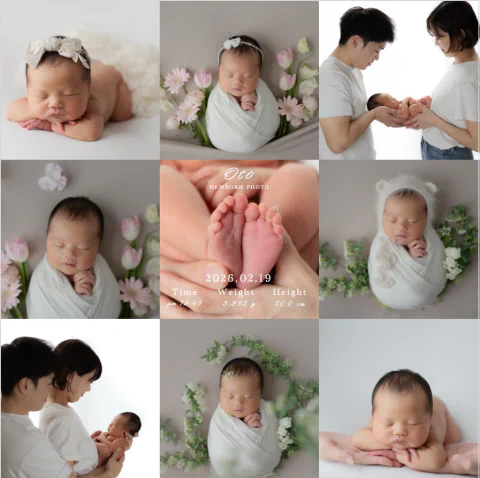 赤ちゃんの写真と出生情報をレイアウトしたオリジナルフォトパネル